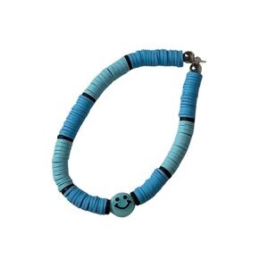 Blue y2k smiley face bracelet